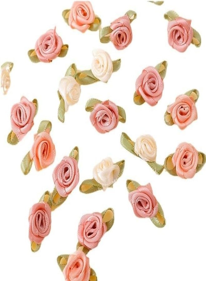 WaigN 100Pcs 15mm Multicolor Mini Rose Satin Bows, DIY Sewing and Craft Appliques for Wedding Decor, Bridal Gifts, Fabric Ribbon Accessories, Hair/Bouquet Decoration - Image 1